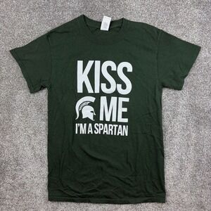 Gildan Dark Green "Kiss Me I'm A Spartan" Short Sleeve Tee